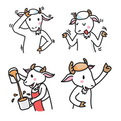 Set of Goat Cartoon Characters, group 1 - Vector Illustration