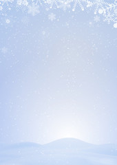 Blue winter background with snow and snowflake