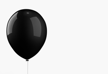 3d rendering. a Big black balloon isolated on white background with clipping path. Horror halloween object concept