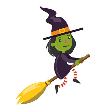 Cartoon green witch.