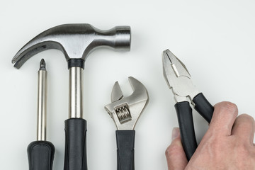 workshop concept : construction tool metal equipment industrial set