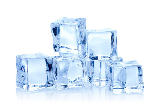 Cubes of ice on white background