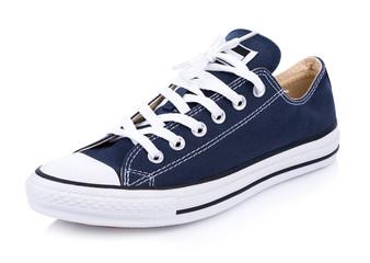 Classic white sneakers isolated on white background