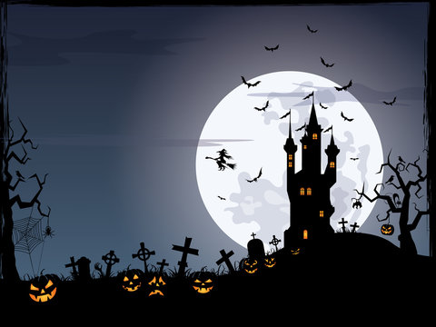 Halloween vector border cartoon background ( pumpkin , children , party )
