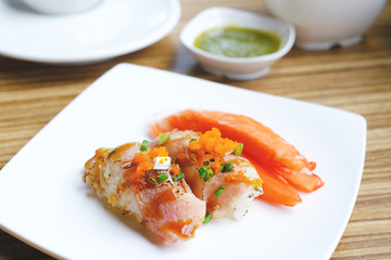 beef sushi with crab stick
