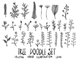 Hand drawn floral isolated. Vector sketch black and white background illustration icon doodle eps10 © veekicl