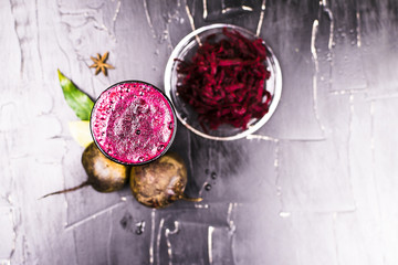 Freshly squeezed beet juice.