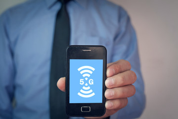 5G internet and network concept.