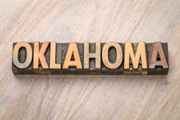 Oklahoma word abstract in letterpress wood type