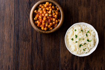 Chana Masala Chickpeas served with rice