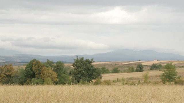 Panning on Stol and Deli Jovan mountains on cloudy day 