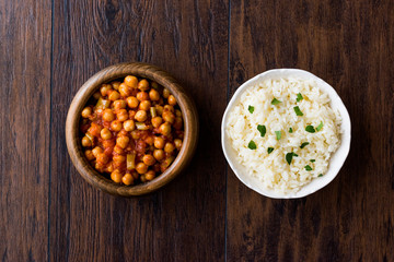 Chana Masala Chickpeas served with rice
