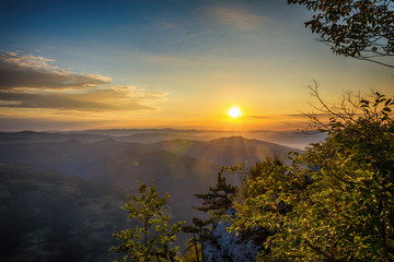 Fototapeta premium Colorful summer sunrise in the Tara mountains