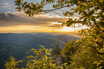 Fototapeta premium Colorful summer sunrise in the Tara mountains