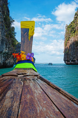 Traditional longtail boats in  Phi-phi Leh island