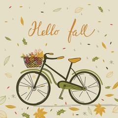 Autumn card with bike