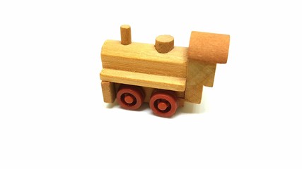 wooden little train isolated on white background
