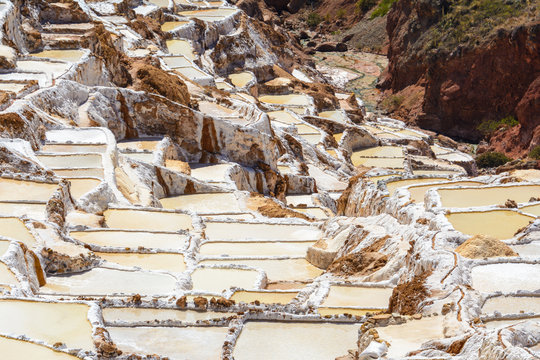 Terraced salt pans known as "Salineras de Maras" in Cusco Region, Peru