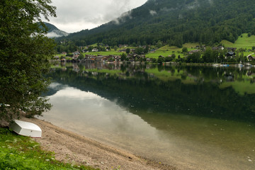 Grundlsee in the morning with many clouds