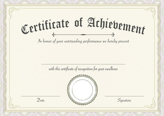 Classic and retro certificate of achievement paper template