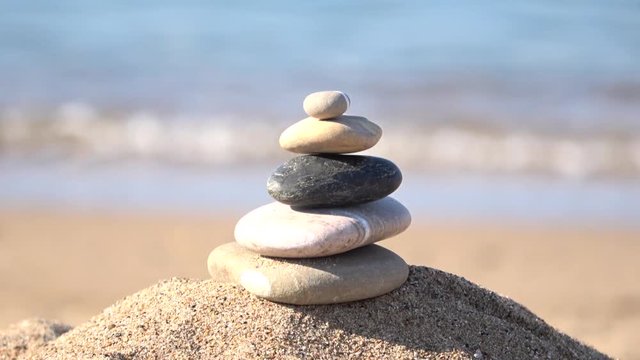 stacked stones, relax on the beach