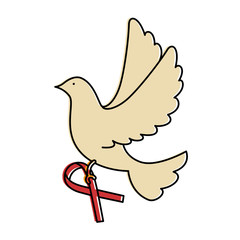 dove of peace flying with ribbon