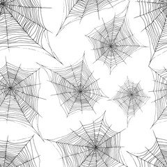 Hand drawing decorative cobweb seamless pattern, sketch style, v