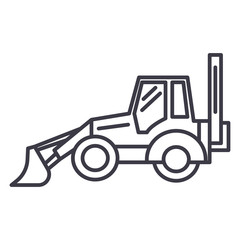 bulldozer vector line icon, sign, illustration on white background, editable strokes © iconsgraph