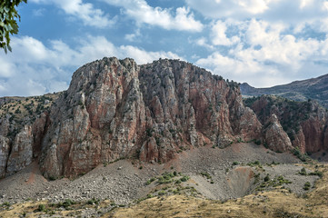  Picturesque red cliffs in front of the monastery complex Navorank.