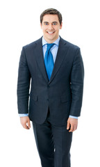 Smiling businessman, over white