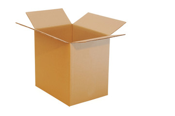 Open big box made of cardboard on a white background