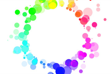 Circle of multi-colored particles on a white background copy space 3d illustration