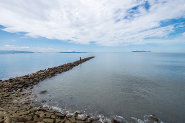 Scenery of the sea from a harbour in Can Gio, Vietnam. Can Gio is a small and peaceful  town near Ho Chi Minh city, located in South of Vietnam, Can Gio is famous for its landscape view and seafood