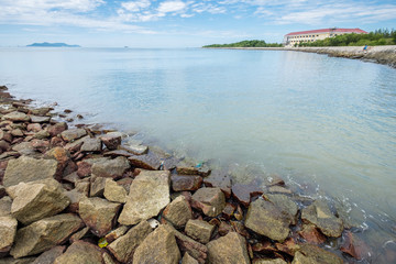 Scenery of the sea from a harbour in Can Gio, Vietnam. Can Gio is a small and peaceful  town near Ho Chi Minh city, located in South of Vietnam, Can Gio is famous for its landscape view and seafood