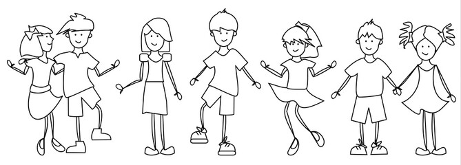 Samlung von verschiedene Kindern im schwarz und wieß 