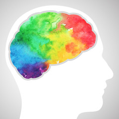Watercolor rainbow brain