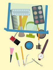 cosmetic bag and makeup accessories