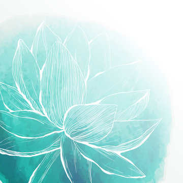 Watercolor Background With Lotus Flower