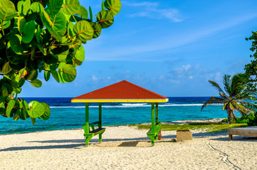 Colorful hut on one of Bodden Town's beaches in the Caribbean, Grand Cayman, Cayman Islands
