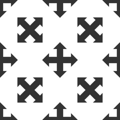 Arrows in four directions icon seamless pattern on white background. Flat design. Vector Illustration