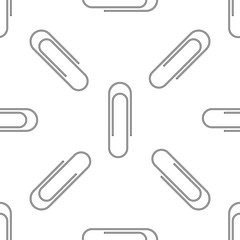 Paper clip icon seamless pattern on white background. Flat design. Vector Illustration