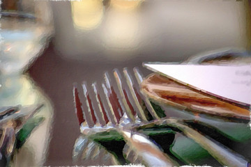 Impressionism Style Oil Painting; Party Setting with Bokeh Background