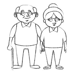 Cute grandparents couple cartoon icon vector illustration graphic design