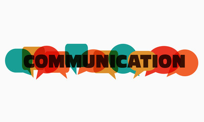 Vector illustration of a communication concept. The word 