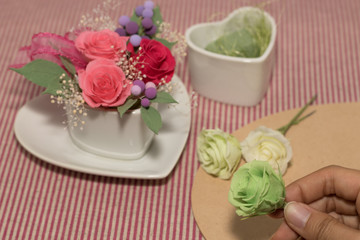 How to Make Preservrd Flower and Clay Flower Arrangement, Making with Colorful Roses