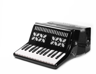 Black accordion isolated on white background