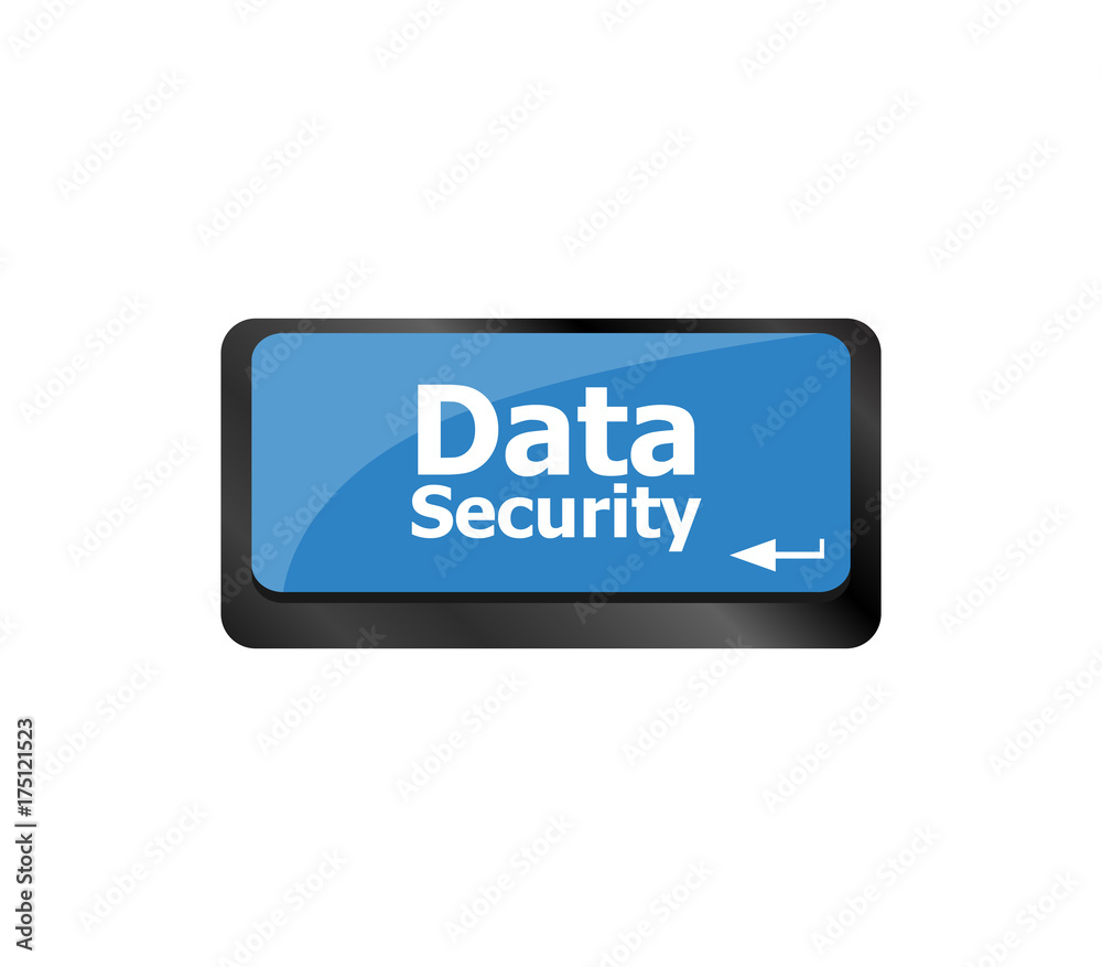 Poster data security word with icon on keyboard button