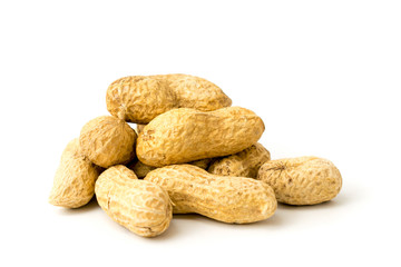 Peanuts in shell on white