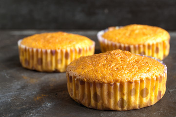 Carrot cake on a black background.