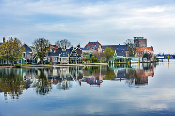River Zaan  Zaanse Schans Village Holland Netherlands
